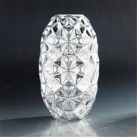 DIAMOND STAR Diamond Star 57181 13.5 x 8 in. Glass Candle Holder; Silver 57181